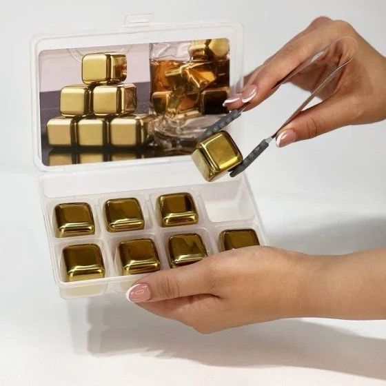 قالب يخ 8 تيکه استيل و طلايي