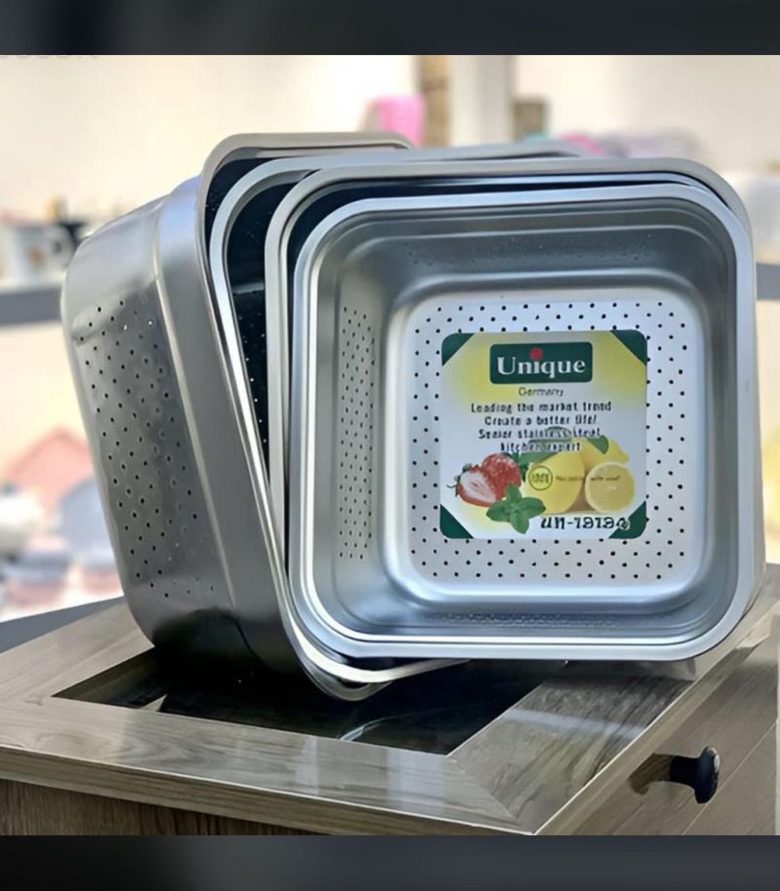 سرویس لگن و آبکش مربع یونیک 8 پارچه در دو طرح سه بعدی و ساده